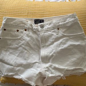 abercrombie & fitch white denim high rise short